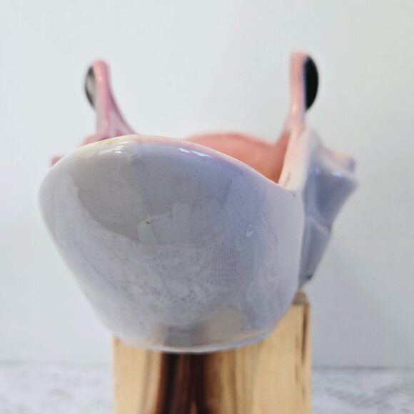 VINTAGE HULL 71 PARCHMENT GREY AND PINK CONSOLE PLANTER CENTERPIECE BOWL 12.5" - Picture 4 of 12